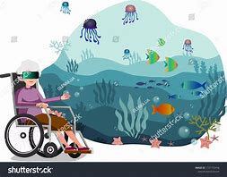 Image result for Blue Fish Man in Wheelchair Cartoon