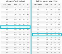Image result for Adidas Shoe Size vs Nike