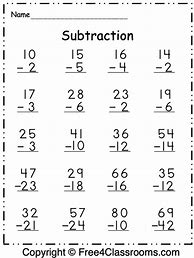 Image result for Simple Math Subtraction Worksheets
