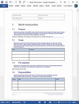 Image result for Work Instruction Template.doc