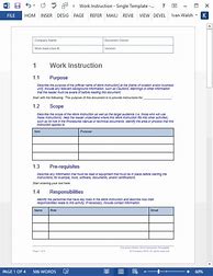 Image result for Work Instruction Template MS Word
