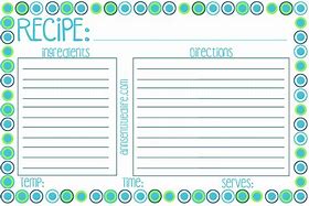 Image result for Free PDF Recipe Card Template