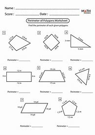 Image result for Perimeter of Polygons Worksheet