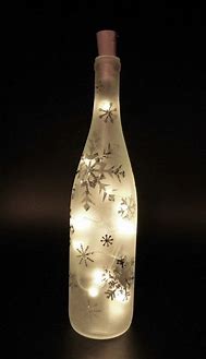 Image result for Etched Holiday Wine Bottles with Lights