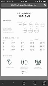 Image result for Pandora Ring Size Chart