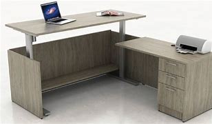 Image result for Adjustable Height Desk L-shaped 180Cm Length and 70 Cm Wide White Color