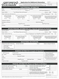 Image result for Subway Employemnt Printable Application