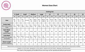 Image result for Female Clothing Size Chart