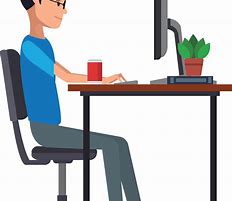 Image result for Sitting at Computer Clip Art