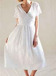 Image result for Linen V-Neck Sack Dress
