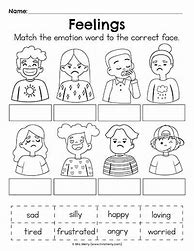 Image result for Feelings Matching Worksheet