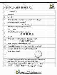 Image result for 2nd Grade Mental Math Worksheets
