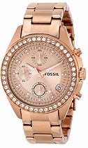 Image result for Rose Gold Blue Dial Pink Fossil Watch