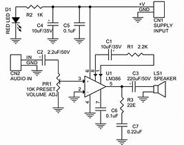 Image result for LM386 Amplifier Schematic