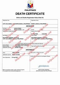 Image result for Death Certificate Philippines Sample