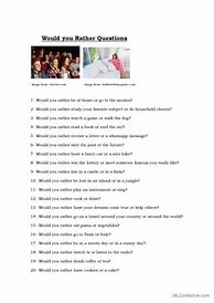 Image result for Would You Rather Questions Worksheets