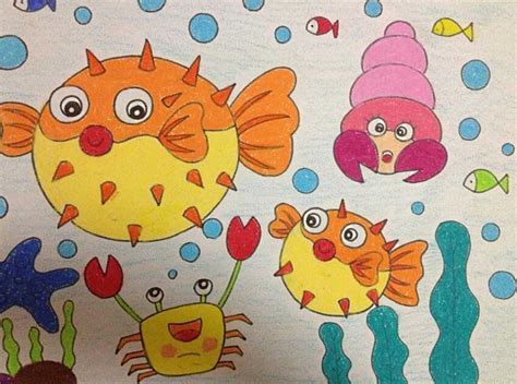 画图片_幼儿园美术教师范画图片下载图册w3p7r:幼儿绘画作品:美丽海底