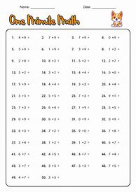 Image result for 1 Minute Addition and Subtraction Worksheets