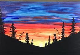 Image result for Sunset Silhouette Acrylic Painting