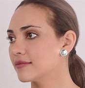 Image result for Silver Button Clip Earrings