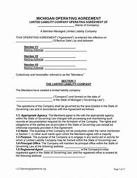 Image result for LLC Operating Agreement Michigan