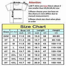 Image result for Kids T-Shirt Sizes Chart