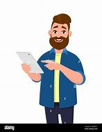 Image result for Man Holding a Tablet Cartoon