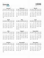 Image result for 1999 Calendar-Year