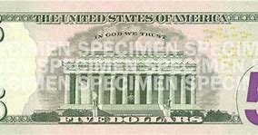 Image result for New 5 Dollar Bill Back