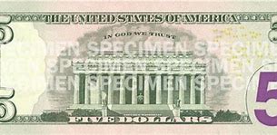 Image result for Colors On the Back of the 5 Dollar Bill