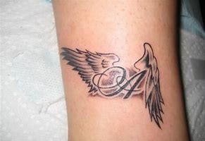 Image result for Letters with Angel Wings Tattoo