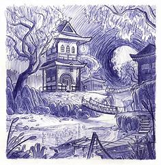I drew this with ballpoint pen. : ImaginaryLandscapes