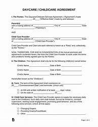 Image result for Printable Home Day Care Agreement