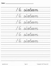 Image result for Number 16 in Cursive Handwriting