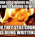 Image result for Writing On Fire Meme