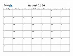 Image result for 1856 Aug Calendar