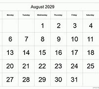 Image result for August 2029 Calendar