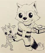 Image result for Pencil Drawing Baby Groot and Rocket