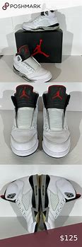 Image result for Air Jordan 5 White and Grey