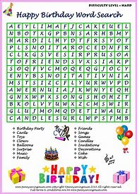 Image result for Printable Birthday Word Search Puzzles