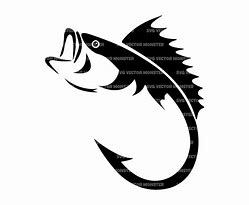 Image result for Bass Fish and Hook Outline