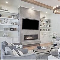 Image result for Fireplace with TV above and Shelves
