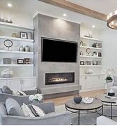 Image result for Linear Fireplace with TV Above