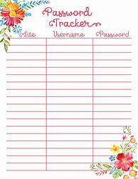 Image result for Free Printable Password Tracker PDFs
