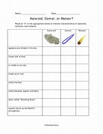 Image result for Comets Meteors and Asteroids Worksheet