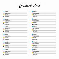 Image result for Template of Phone and Email List for Preschool