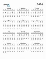 Image result for 2016 Monthly Calendar