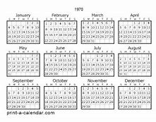 Image result for 1970 Calendar Printable One Page