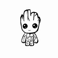 Image result for Black and White Drawing Easy Groot