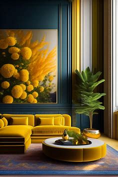 Lexica - Architectural Digest photo of a maximalist yellow living room with lots of flowers and plants, golden light, hyperrealistic surrealism, awar...